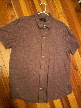Lucky Brand Heathered Brown Short-Sleeve Button Down Shirt